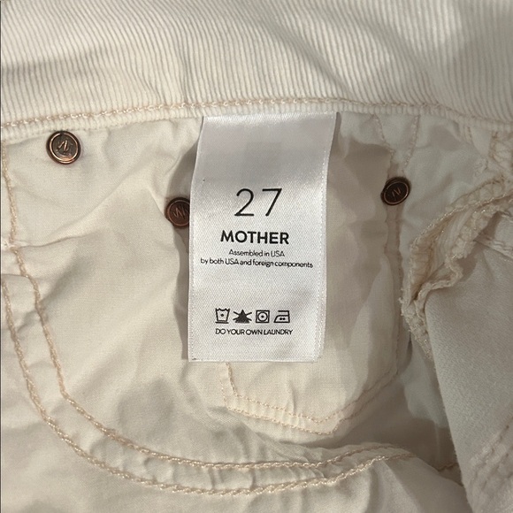 RARE! MOTHER sz 27 “Chalk” CORDUROY INSIDER CROP STEP FRAY pants - Picture 4 of 8